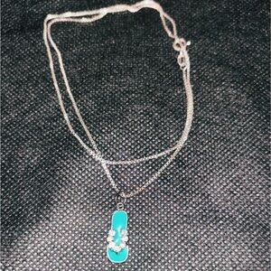 Tiffany Blue Flip Flop Pendant Necklace